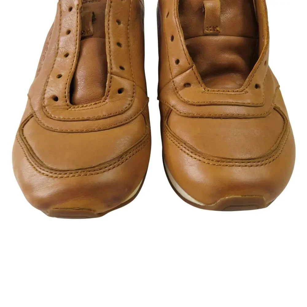 COACH Raeann Fashion Sneakers in Ginger Tan Leather Size 7.5